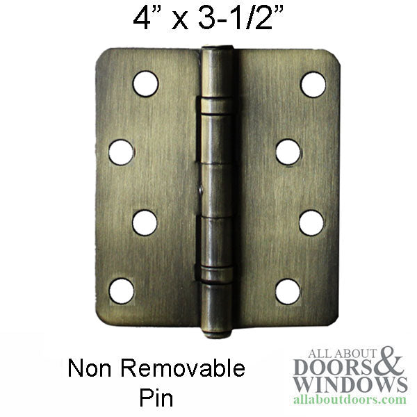 Ball Bearing Button Tip 1/4 radius Hinge 4 x 3-1/2 NRP - Ball Bearing Button Tip 1/4 radius Hinge 4 x 3-1/2 NRP
