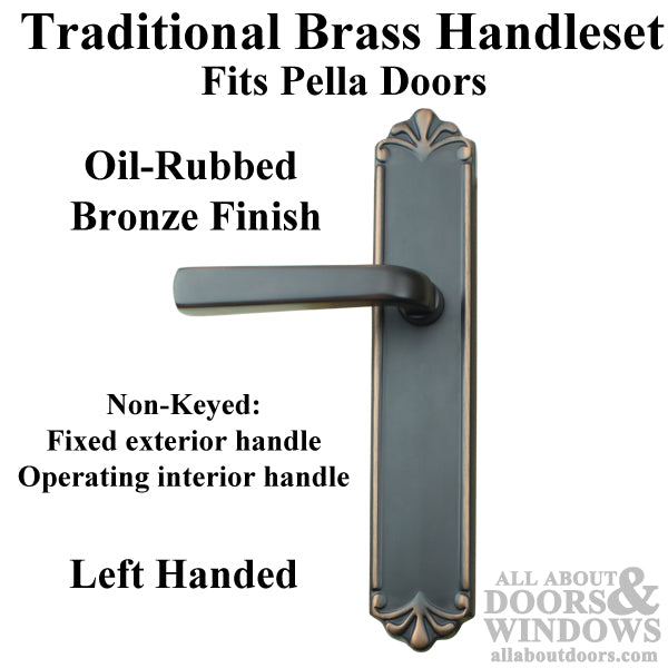 Sion Handle Set for Semi-Active Pella Door, Left - Oil Rubbed Bronze - Sion Handle Set for Semi-Active Pella Door, Left - Oil Rubbed Bronze