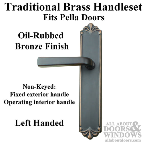 Sion Handle Set for Semi-Active Pella Door, Left - Oil Rubbed Bronze - Sion Handle Set for Semi-Active Pella Door, Left - Oil Rubbed Bronze
