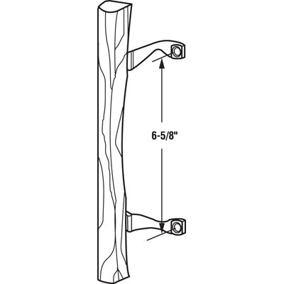 Non-Handed Stained Wood Pull Handle, Diecast Brackets 6-5/8