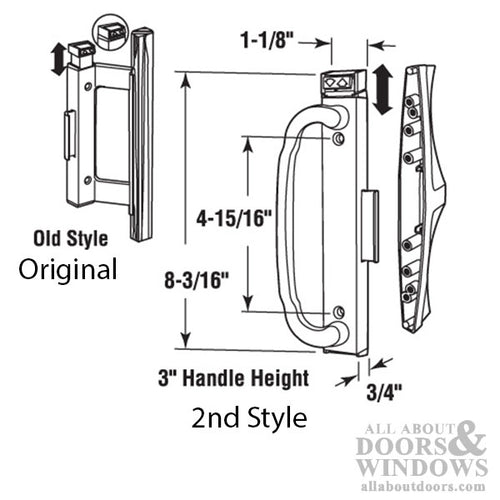 Sliding Patio Door Handle Set, Reverse Clamp - Sliding Patio Door Handle Set, Reverse Clamp