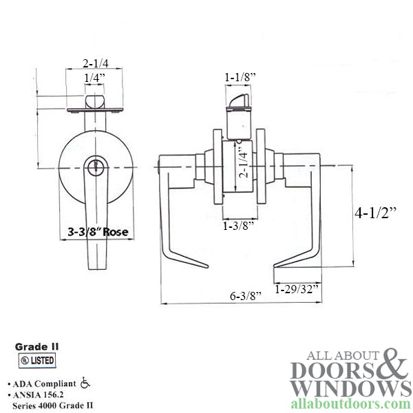 Blemished Classroom Lever Lock, 2-3/4bs, Commercial Grade 2 - Blemished Classroom Lever Lock, 2-3/4bs, Commercial Grade 2
