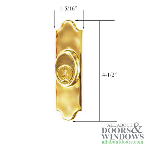 Andersen Gliding Door Keyed Lock, Covington - RH, Bright Brass - Andersen Gliding Door Keyed Lock, Covington - RH, Bright Brass