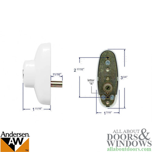 Keyed Lock Assembly, Andersen Tribeca Gliding Door, RH - White - Blemished - Keyed Lock Assembly, Andersen Tribeca Gliding Door, RH - White - Blemished