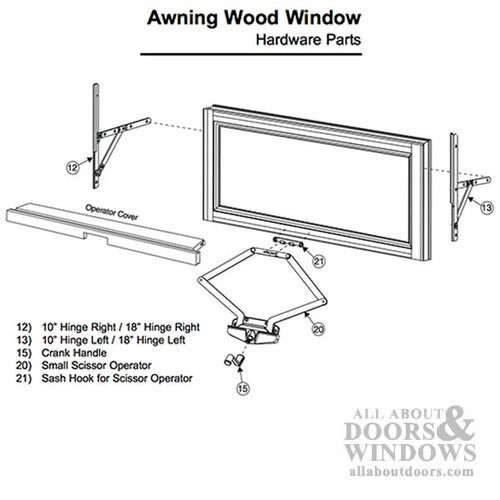Awning Hinge  Large 18 inch Truth 13 Series - Awning Hinge  Large 18 inch Truth 13 Series
