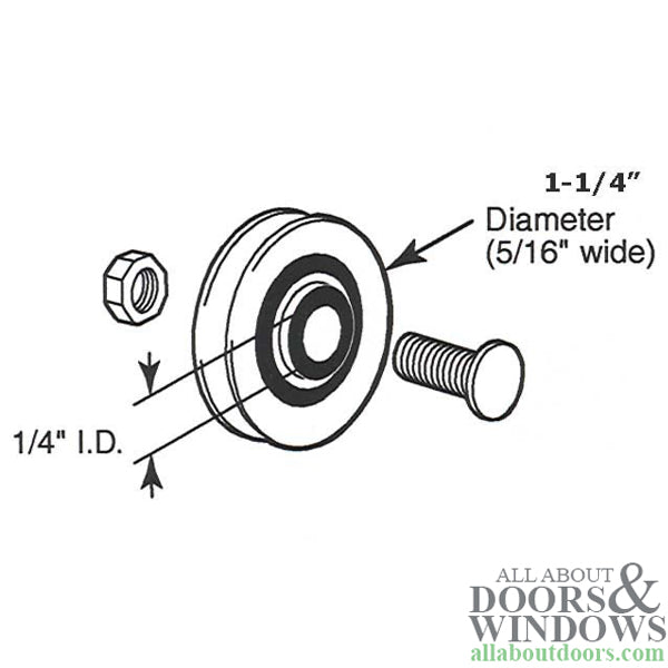 Roller Only, 1-1/4 Diameter Nylon Wheel - Roller Only, 1-1/4 Diameter Nylon Wheel