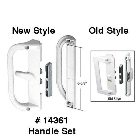 Patio Sliding Door Handle Set, 6-9/16 Inch Hole Center, White - Patio Sliding Door Handle Set, 6-9/16 Inch Hole Center, White