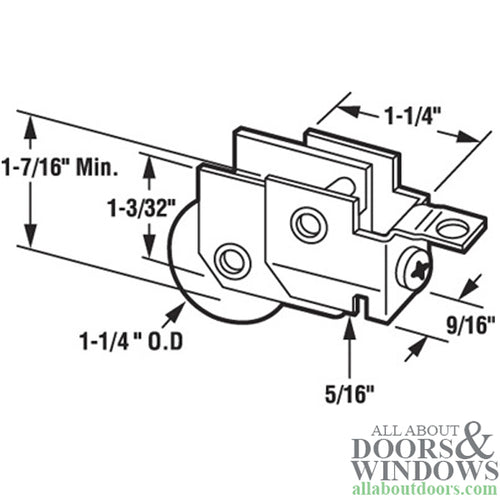 Sliding Patio Door Roller Assembly with Adjustable Steel Housing 1.25 Inch Nylon Ball Bearing Wheel Diameter - Sliding Patio Door Roller Assembly with Adjustable Steel Housing 1.25 Inch Nylon Ball Bearing Wheel Diameter