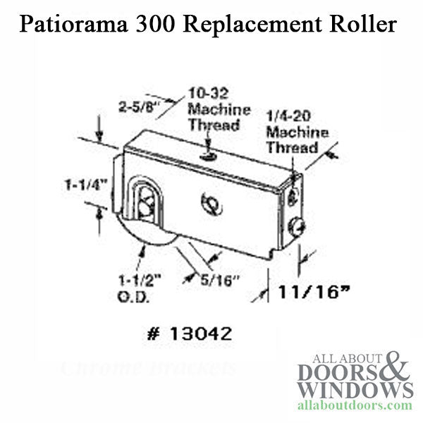 Daryl Patiorama 300 Series Sliding Door Roller Assembly 1.25 Inch Nylon Wheel Diameter - Daryl Patiorama 300 Series Sliding Door Roller Assembly 1.25 Inch Nylon Wheel Diameter