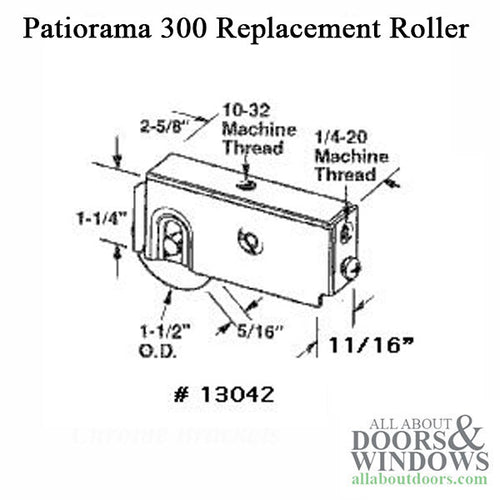 Daryl Patiorama 300 Series Sliding Door Roller Assembly 1.25 Inch Nylon Wheel Diameter - Daryl Patiorama 300 Series Sliding Door Roller Assembly 1.25 Inch Nylon Wheel Diameter