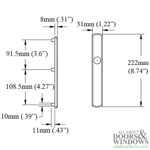 HOPPE Contemporary Exterior Backplate M216N for Inactive Handlesets - Satin Nickel - HOPPE Contemporary Exterior Backplate M216N for Inactive Handlesets - Satin Nickel