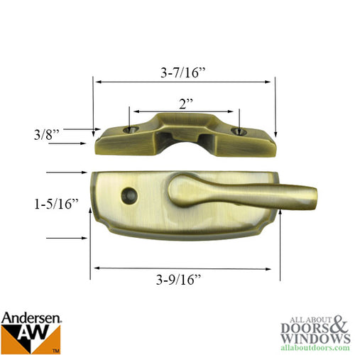 Andersen Woodwright Double Hung Windows Sash Lock & Keeper Set - Antique Brass - Andersen Woodwright Double Hung Windows Sash Lock & Keeper Set - Antique Brass