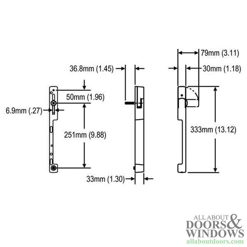 Hoppe Dallas HLS9000 Sliding Patio Door Handle Right Hand Dummy - Hoppe Dallas HLS9000 Sliding Patio Door Handle Right Hand Dummy