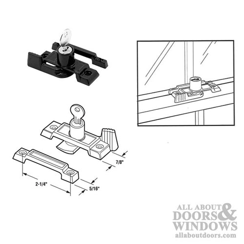 Sash/Cam Lock - Vinyl & Aluminum Sash Hardware, Diecast - Black (Keyed Alike or Differently) - Sash/Cam Lock - Vinyl & Aluminum Sash Hardware, Diecast - Black (Keyed Alike or Differently)