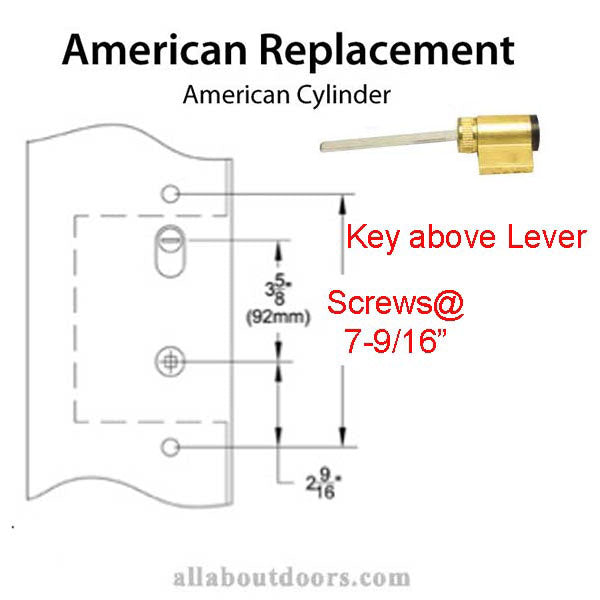 7-9/16 Screw Holes, Key Above Lever