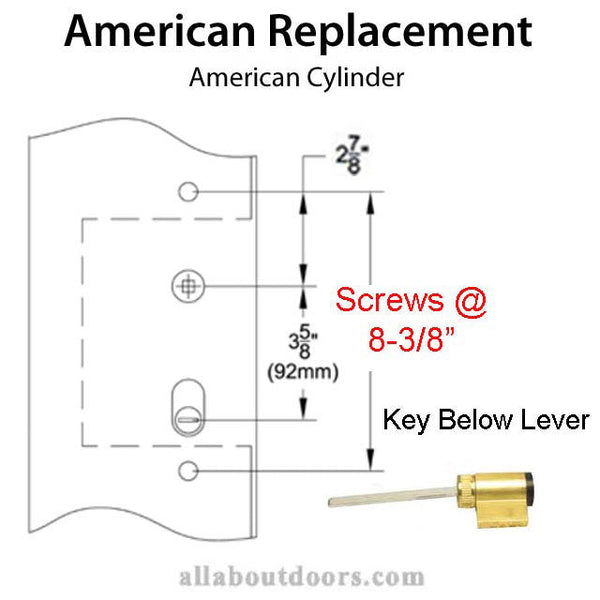 8-3/8 Screw Holes, Key Below Lever