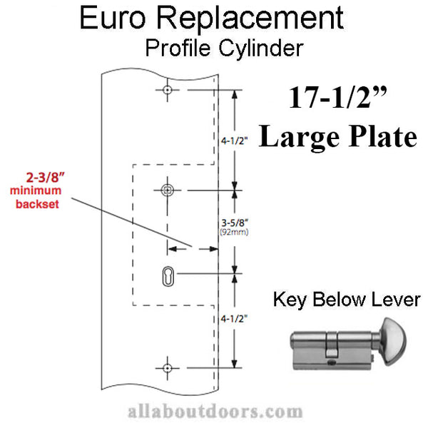 12-5/8 Emtek Large Handleset Trim, Euro Cylinder
