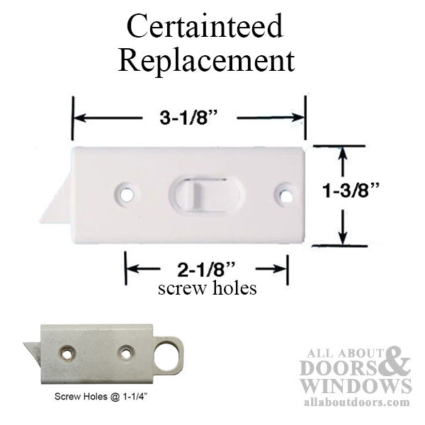 Certainteed Tilt Latch, Surface mount, 1-1/4 screw holes  - White - Certainteed Tilt Latch, Surface mount, 1-1/4 screw holes  - White