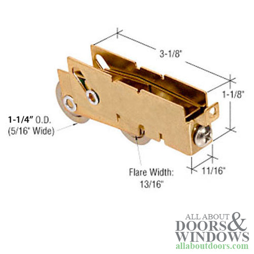 Sliding Door Tandem Roller with Adjustable F Tab Steel Housing 1.25 Nylon Ball Bearing Wheel Diameter - Sliding Door Tandem Roller with Adjustable F Tab Steel Housing 1.25 Nylon Ball Bearing Wheel Diameter