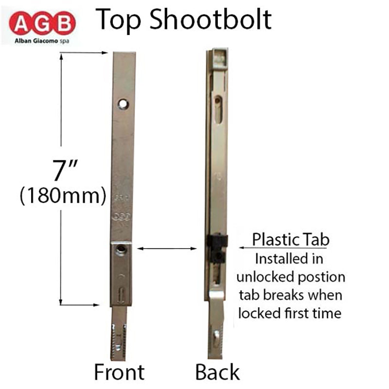AGB Unitop Terminal Shootbolt, 180mm no cam - Silver - AGB Unitop Terminal Shootbolt, 180mm no cam - Silver