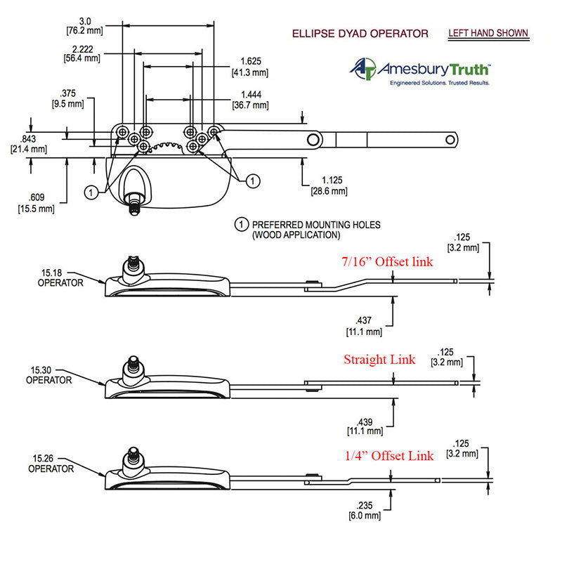 Truth Ellipse Split Arm Casement Operator, 1/4