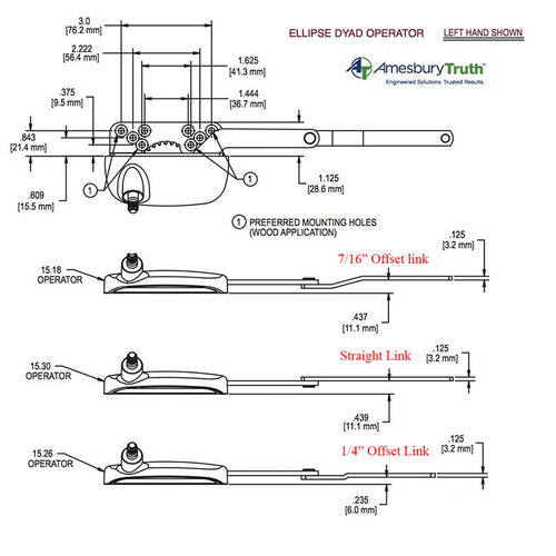 Truth Ellipse Split Arm Casement Operator, 1/4