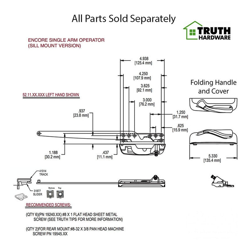 Truth Casement Window Operator Truth Sill Mounted Encore Left Hand Operator No Cover - Truth Casement Window Operator Truth Sill Mounted Encore Left Hand Operator No Cover