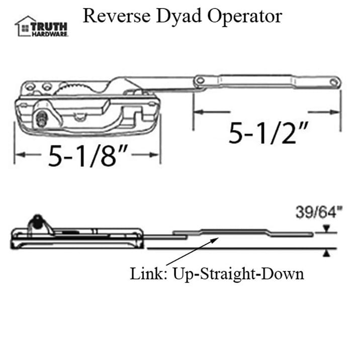 Amesbury Truth Casement Operator Sill Mounted Reverse Dyad Left Handed Operator - Amesbury Truth Casement Operator Sill Mounted Reverse Dyad Left Handed Operator