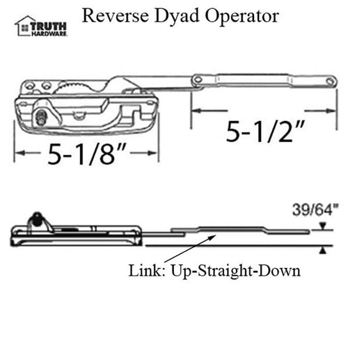 Amesbury Truth Casement Operator Sill Mounted Reverse Dyad Left Handed Operator - Amesbury Truth Casement Operator Sill Mounted Reverse Dyad Left Handed Operator