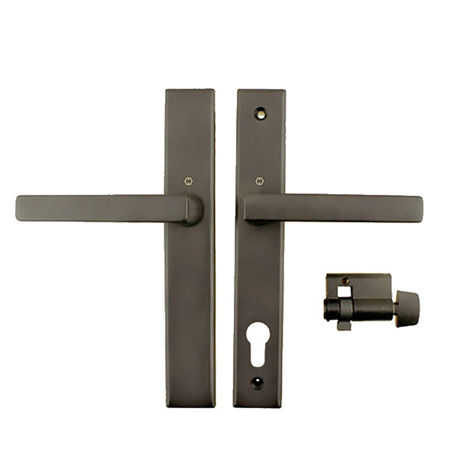 Dallas Contemporary Lever Handle, Inactive, Nonkeyed with Thumbturn,  M1643 / 2161N Set - Rustic Um - Dallas Contemporary Lever Handle, Inactive, Nonkeyed with Thumbturn,  M1643 / 2161N Set - Rustic Um