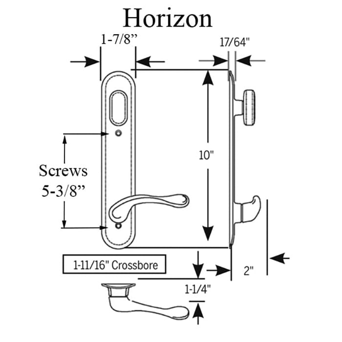 Trilennium  Peachtree Passive T-Turn Drive, 3020 Series Handleset, 1-3/4 door - Trilennium  Peachtree Passive T-Turn Drive, 3020 Series Handleset, 1-3/4 door