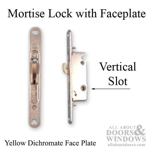 Yellow Dichromate Mortise Lock with Face Plate, Vertical Slot - Yellow Dichromate Mortise Lock with Face Plate, Vertical Slot