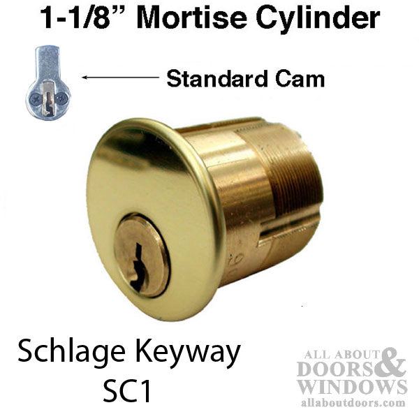 1-1/8 inch Mortise Cylinder, 5 Pin - Schlage Keyway - Choose Color - 1-1/8 inch Mortise Cylinder, 5 Pin - Schlage Keyway - Choose Color