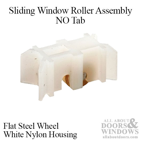 Sliding Window Roller Assembly, Flat Steel Wheel, Nylon Housing, NO Ta ...
