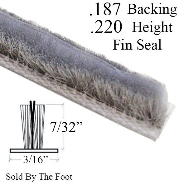 Fuzzy Weatherstrip .187 Backing x .220 Pile with Fin seal - Fuzzy Weatherstrip .187 Backing x .220 Pile with Fin seal