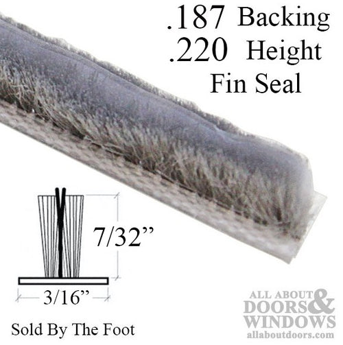 Fuzzy Weatherstrip .187 Backing x .220 Pile with Fin seal - Fuzzy Weatherstrip .187 Backing x .220 Pile with Fin seal