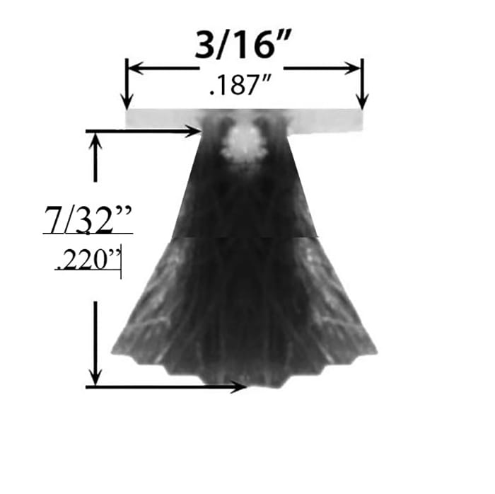 Fuzzy Weatherstrip .187 Backing x .220 Pile with Fin seal - Fuzzy Weatherstrip .187 Backing x .220 Pile with Fin seal