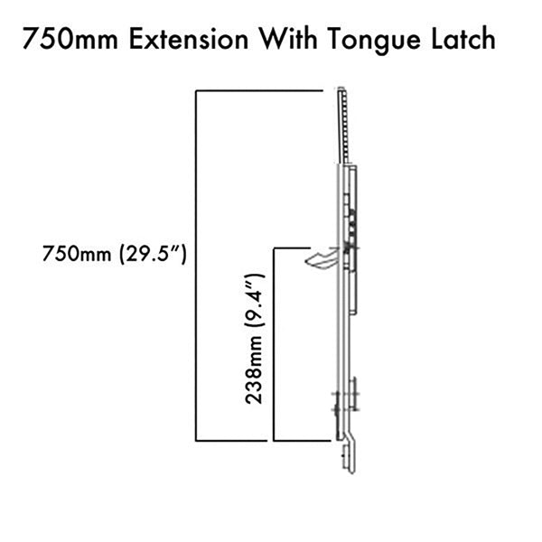 Tripact 750mm Extension with Tongue Locking Point - Black - Tripact 750mm Extension with Tongue Locking Point - Black