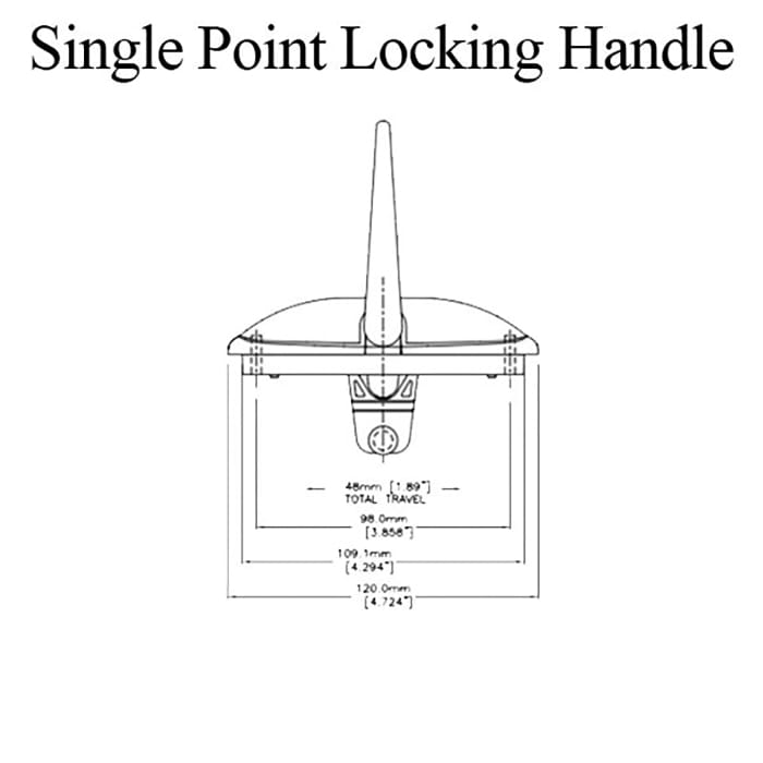 Single Point Locking Handle, Bend Straight Pin, 33mm, Non-Handed - G2 White - Single Point Locking Handle, Bend Straight Pin, 33mm, Non-Handed - G2 White