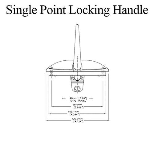 Single Point Locking Handle, Bend Straight Pin, 33mm, Non-Handed - G2 White - Single Point Locking Handle, Bend Straight Pin, 33mm, Non-Handed - G2 White