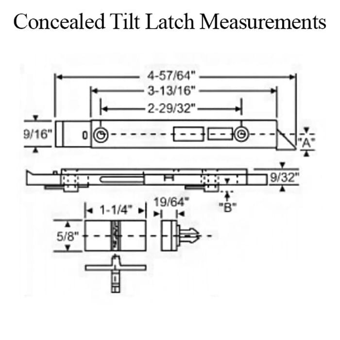 Visions 2000 Vinyl Window Tilt Latch, Concealed, Left - Visions 2000 Vinyl Window Tilt Latch, Concealed, Left