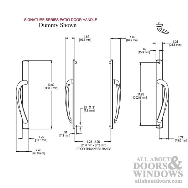 Truth Door Handle For Sliding Glass Door Curved Top Dummy Door Handlset - Truth Door Handle For Sliding Glass Door Curved Top Dummy Door Handlset