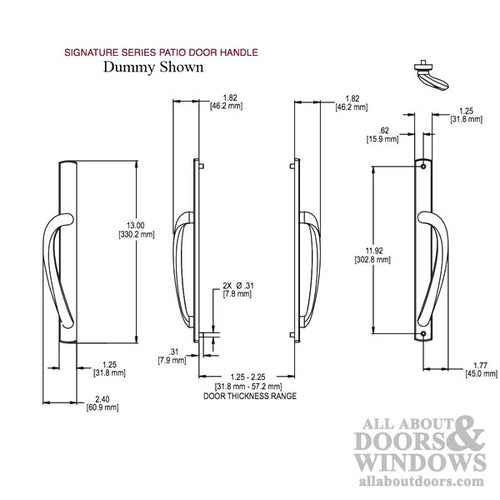 Truth Door Handle For Sliding Glass Door Curved Top Dummy Door Handlset - Truth Door Handle For Sliding Glass Door Curved Top Dummy Door Handlset