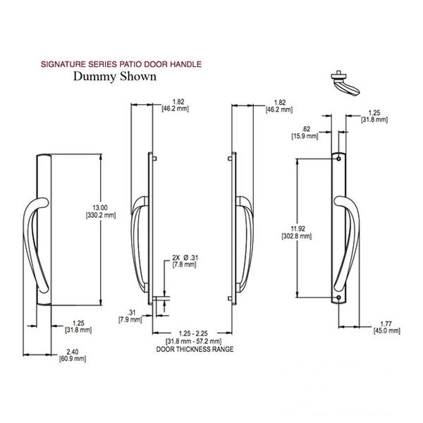 Truth Door Handle For Sliding Glass Door Curved Top Dummy Door Handlset - Truth Door Handle For Sliding Glass Door Curved Top Dummy Door Handlset