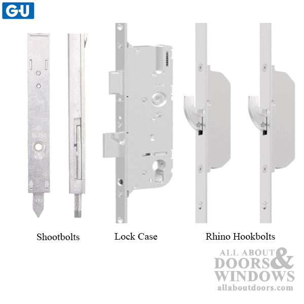 16mm GU Rhino Europa Active, Multipoint Hook/Shootbolt Lock Kit-Stainless Steel - 16mm GU Rhino Europa Active, Multipoint Hook/Shootbolt Lock Kit-Stainless Steel