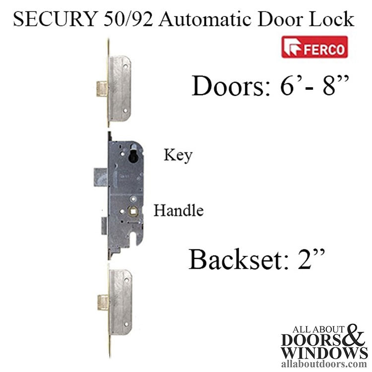 G-U / Ferco SECURY 50/92 Automatic Door Lock 6-8 Door for LEVER Handles - Stainless Steel - G-U / Ferco SECURY 50/92 Automatic Door Lock 6-8 Door for LEVER Handles - Stainless Steel
