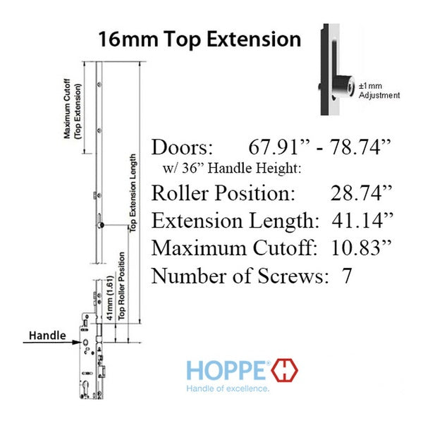 16mm Manual Top Extension, Roller @ 28.74