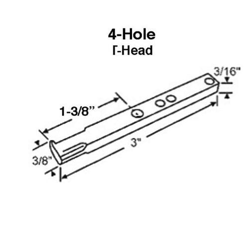 Pivot Bar, 3 inch, 4 hole Columbia / Boreal Vinyl Window - Zinc - Pivot Bar, 3 inch, 4 hole Columbia / Boreal Vinyl Window - Zinc