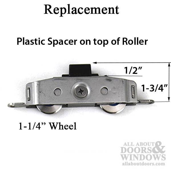 Tandem Roller Assembly for Sliding Patio Doors with Aluminum Support Brackets and 1.5 Inch Wheel Diameter - Tandem Roller Assembly for Sliding Patio Doors with Aluminum Support Brackets and 1.5 Inch Wheel Diameter