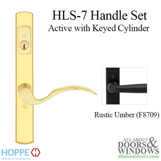 HOPPE HLS7 Handle Set with Munchen Lever Keyed Active Rustic Umber